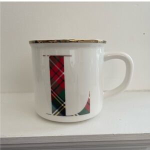 Pottery barn “L” initial plaid